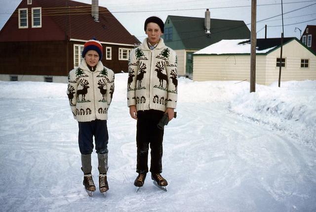 Jim & Joe Schiller on backyard rink 40 Frontenac