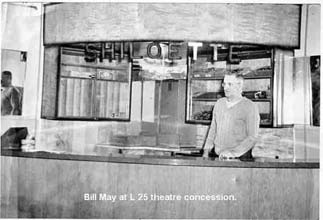 Bill May serving up snacks at Shilo's L-25 theatre concession